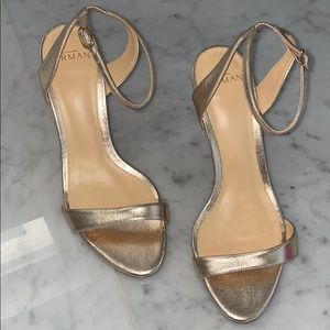Alexandre birman gold ankle strap heel